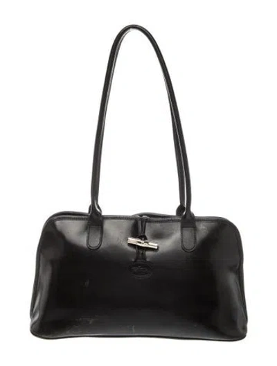 Pre-owned Longchamp Leather Shoulder Bag In Black