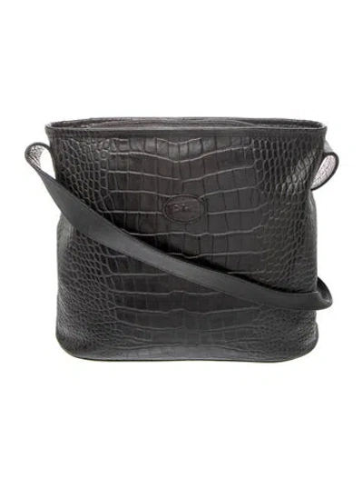 Pre-owned Longchamp Leather Shoulder Bag In Black