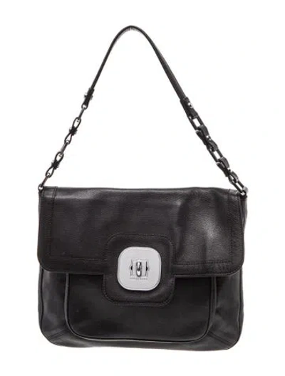 Pre-owned Longchamp Leather Shoulder Bag In Black