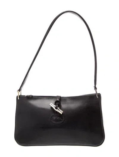 Pre-owned Longchamp Leather Shoulder Bag In Black