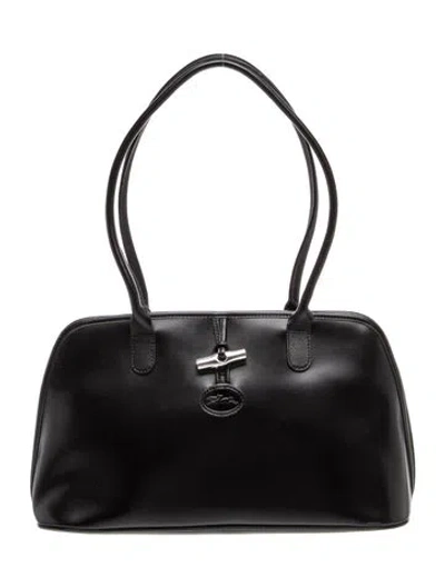 Pre-owned Longchamp Leather Shoulder Bag In Black