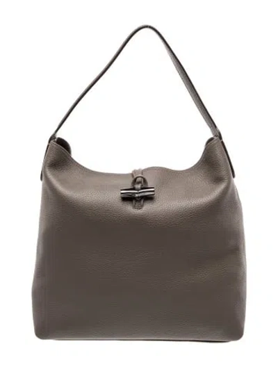 Pre-owned Longchamp Leather Shoulder Bag In Gray