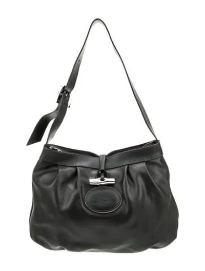 Pre-owned Longchamp Leather Shoulder Bag In Gray