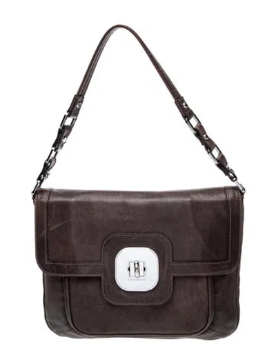 Pre-owned Longchamp Leather Shoulder Bag In Gray