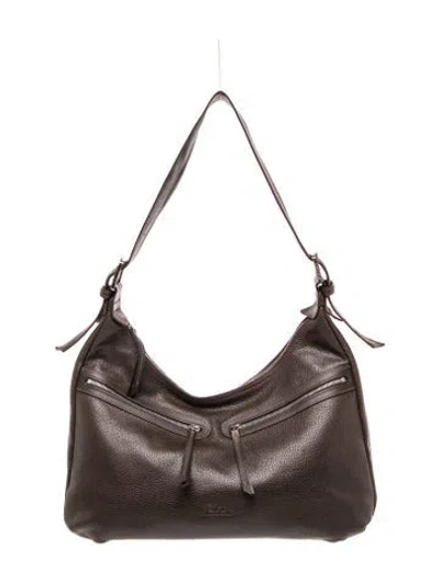 Pre-owned Longchamp Leather Shoulder Bag In Gray