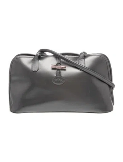 Pre-owned Longchamp Leather Shoulder Bag In Gray