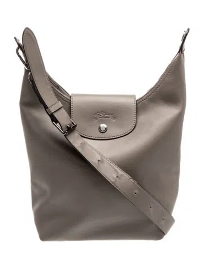 Pre-owned Longchamp Leather Shoulder Bag In Gray