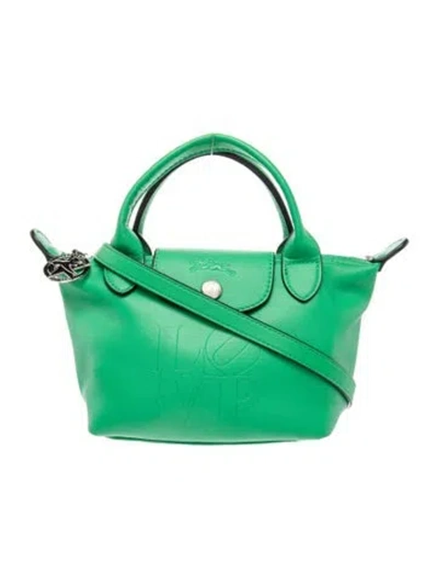 Pre-owned Longchamp Leather Shoulder Bag In Green
