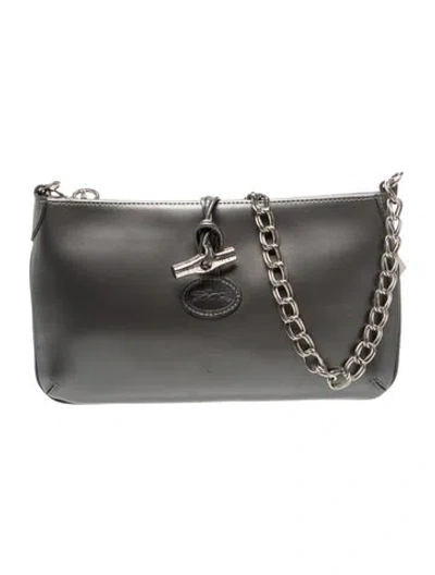 Pre-owned Longchamp Leather Shoulder Bag In Grey
