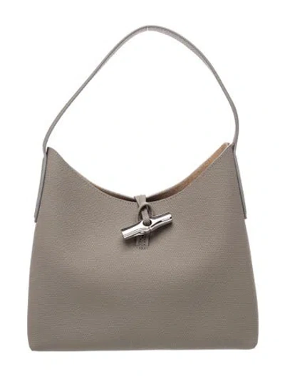 Pre-owned Longchamp Leather Shoulder Bag In Grey