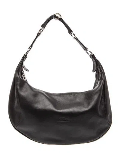 Pre-owned Longchamp Leather Shoulder Bag In Grey