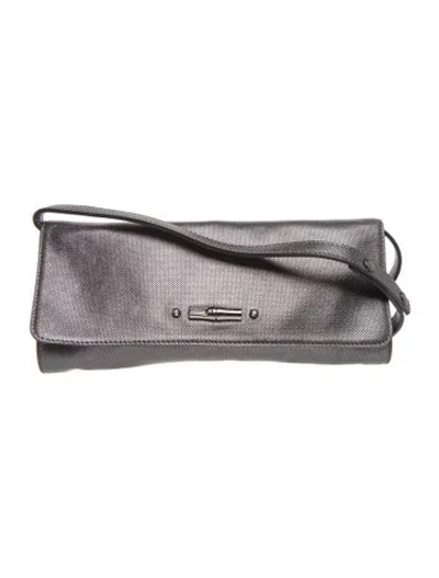 Pre-owned Longchamp Leather Shoulder Bag In Grey