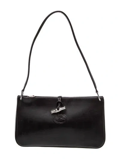 Pre-owned Longchamp Leather Shoulder Bag Medium In Black