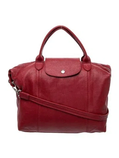 Pre-owned Longchamp Leather Shoulder Bag Medium In Red