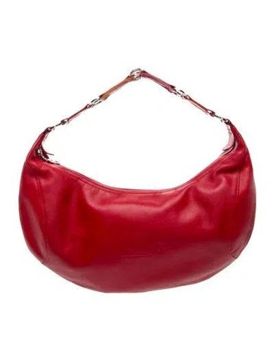 Pre-owned Longchamp Leather Shoulder Bag In Metallic/red