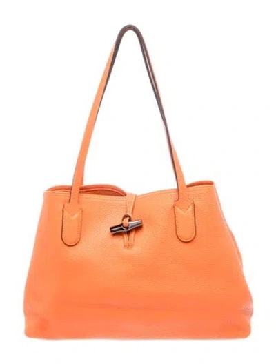 Pre-owned Longchamp Leather Shoulder Bag In Orange