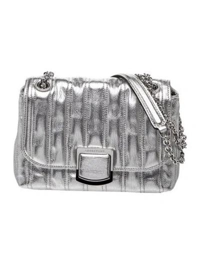 Pre-owned Longchamp Leather Shoulder Bag In Silver