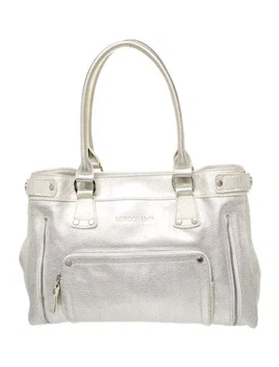 Pre-owned Longchamp Leather Shoulder Bag In Silver
