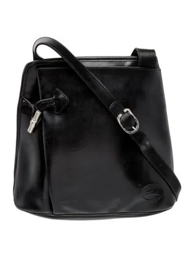 Pre-owned Longchamp Leather Shoulder Bag Vintage In Black