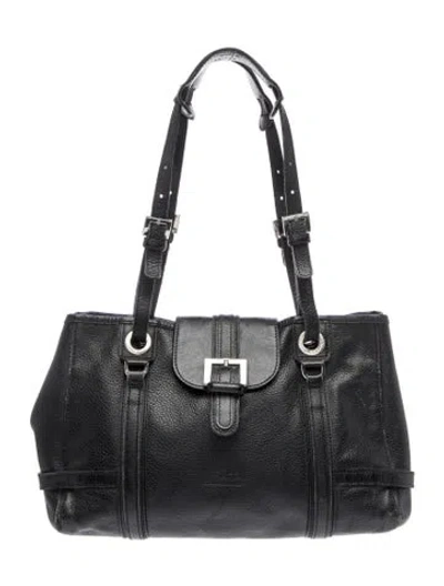 Pre-owned Longchamp Leather Shoulder Bag Vintage In Black