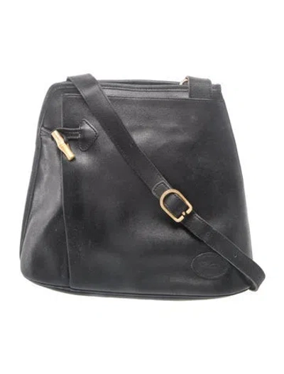 Pre-owned Longchamp Leather Shoulder Bag Vintage In Black