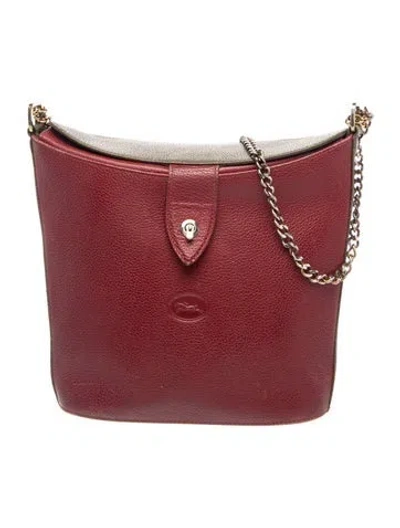Pre-owned Longchamp Leather Shoulder Bag Vintage In Burgundy