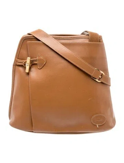 Pre-owned Longchamp Leather Shoulder Bag Vintage In Neutral