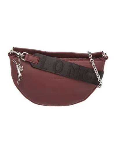 Pre-owned Longchamp Leather Smile Half Moon Small In Burgundy