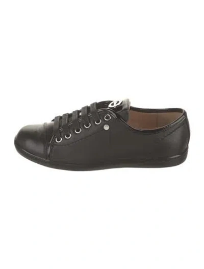 Pre-owned Longchamp Leather Sneakers In Black