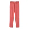 Longchamp Leather Straight Pants In Blush