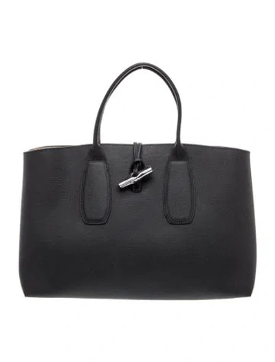 Pre-owned Longchamp Leather Top Handle Bag In Black