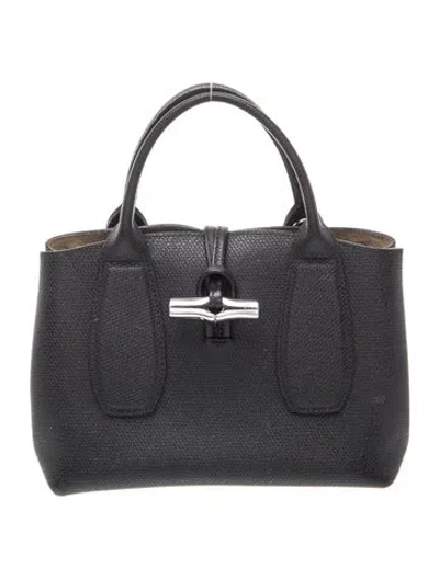 Pre-owned Longchamp Leather Top Handle Bag In Black