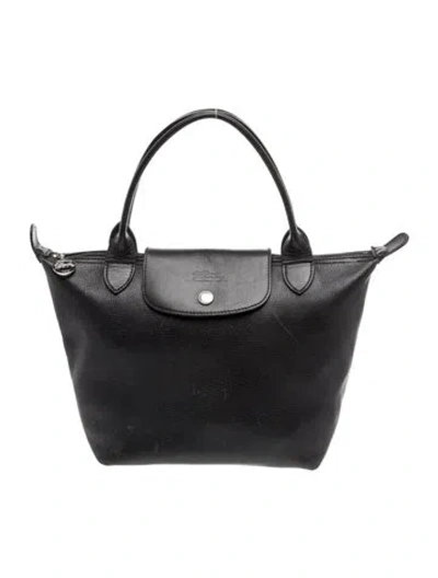 Pre-owned Longchamp Leather Top Handle Bag In Black