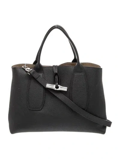 Pre-owned Longchamp Leather Top Handle Bag In Black