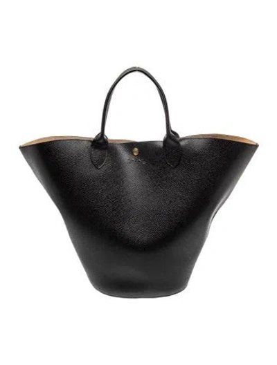 Pre-owned Longchamp Leather Top Handle Bag In Black