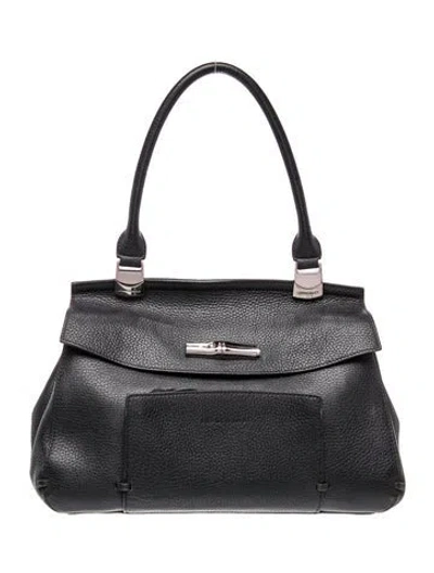 Pre-owned Longchamp Leather Top Handle Bag In Black