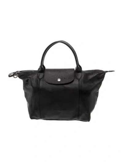 Pre-owned Longchamp Leather Top Handle Bag In Black