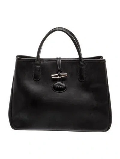 Pre-owned Longchamp Leather Top Handle Bag In Black