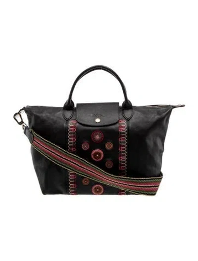Pre-owned Longchamp Leather Top Handle Bag In Black