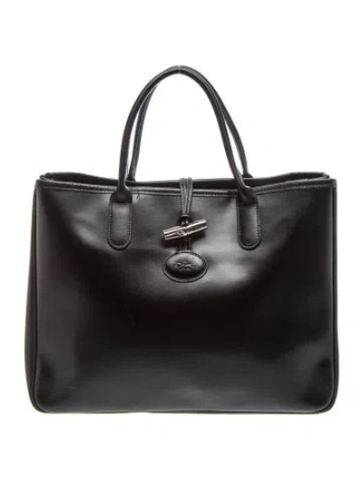 Pre-owned Longchamp Leather Top Handle Bag In Black
