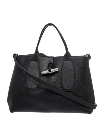 Pre-owned Longchamp Leather Top Handle Bag In Black