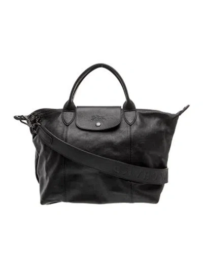 Pre-owned Longchamp Leather Top Handle Bag In Black
