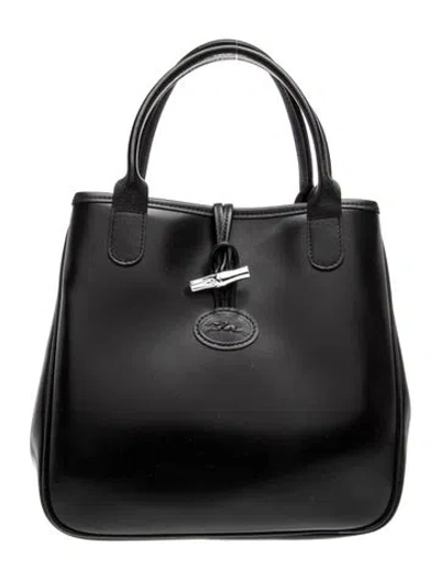 Pre-owned Longchamp Leather Top Handle Bag In Black