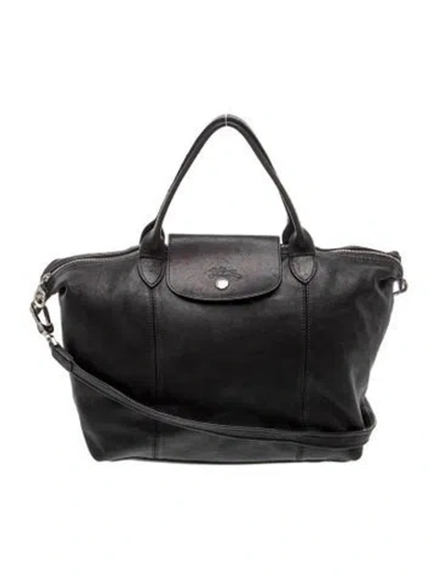 Pre-owned Longchamp Leather Top Handle Bag In Black