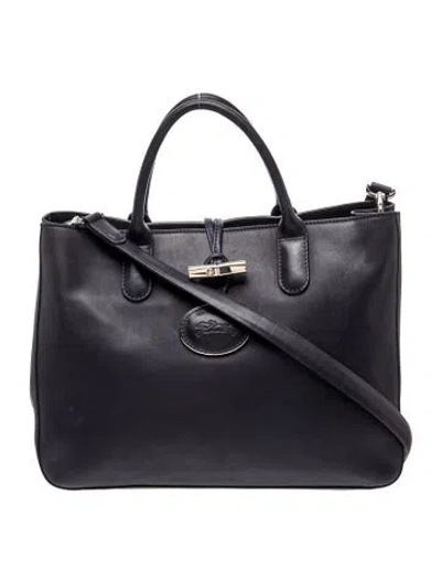 Pre-owned Longchamp Leather Top Handle Bag In Black