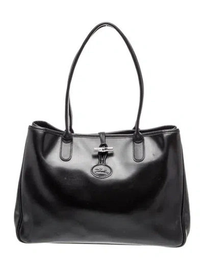 Pre-owned Longchamp Leather Top Handle Bag In Black