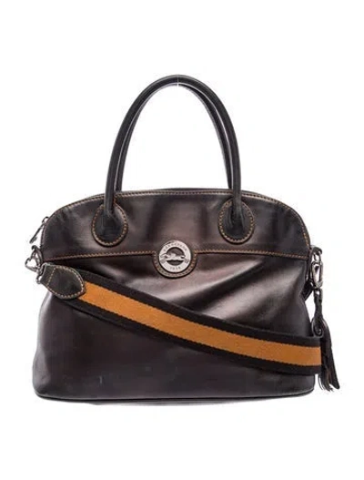 Pre-owned Longchamp Leather Top Handle Bag In Black