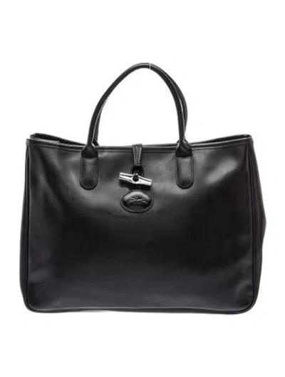 Pre-owned Longchamp Leather Top Handle Bag In Black