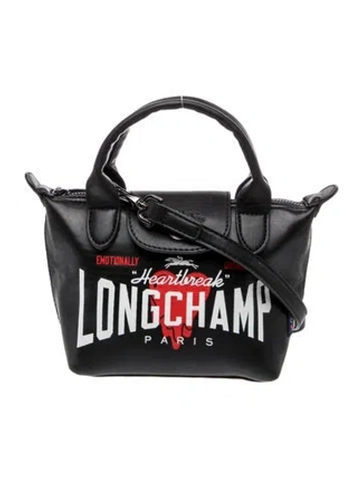 Pre-owned Longchamp Leather Top Handle Bag In Black