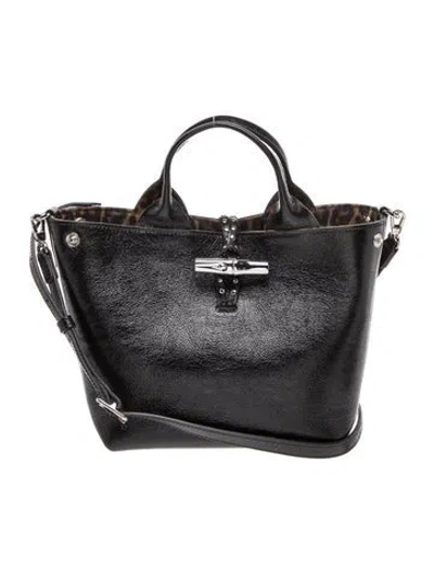 Pre-owned Longchamp Leather Top Handle Bag In Black